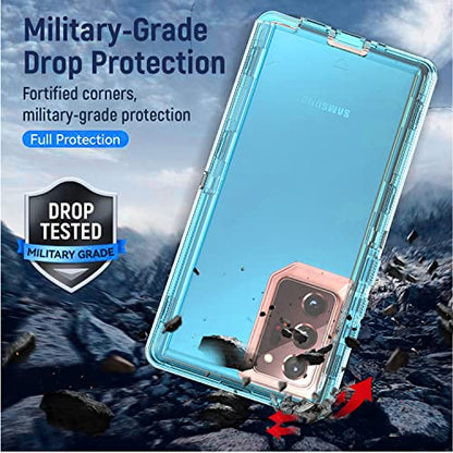 YmhxcY Note 20 Ultra Cover, Galaxy Note 20 Ultra 3 Layer Durable Shockproof Drop Protection/Solid Silicone Clear Case - Transparent Blue - color: Transparent blue