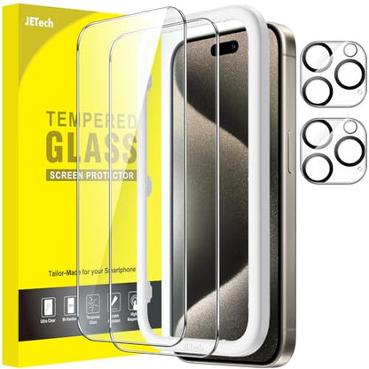 JETech Screen Protector for iPhone 15 Pro Max, 2+2 Pack - size: iPhone 15 Pro Max