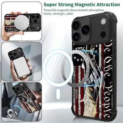 DJSOK Case for iPhone 17 Pro,Compatible with MagSafe,Anti-Scratch Shockproof Case,Classic American Flag 1776 We The People - color: Classic American Flag 1776 We The People, size: IPhone 17 Pro