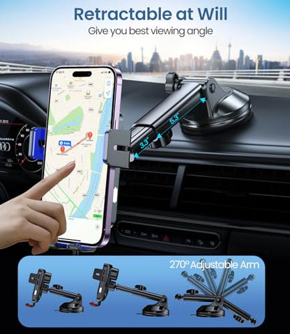 Wireless Car Charger 15W Fast Charging Dash Windshield Vent Car Mount - color: Blue