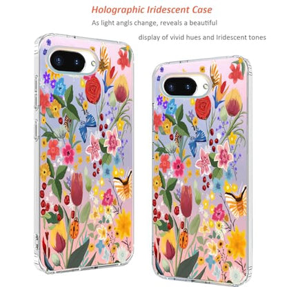 for Google Pixel 9a Case 2025: (Garden) | Slim Clear Matte, Cute Flowers Floral Design, for Girls Women, Rugged TPU Bumper, Shockproof Silicone Cell Phone Cover - color: Garden Rose