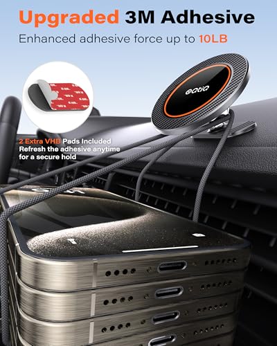 OQTIQ Magnetic Car Phone Mount Holder with 3M Adhesive,2 Pack - color: Orange-2 Pack
