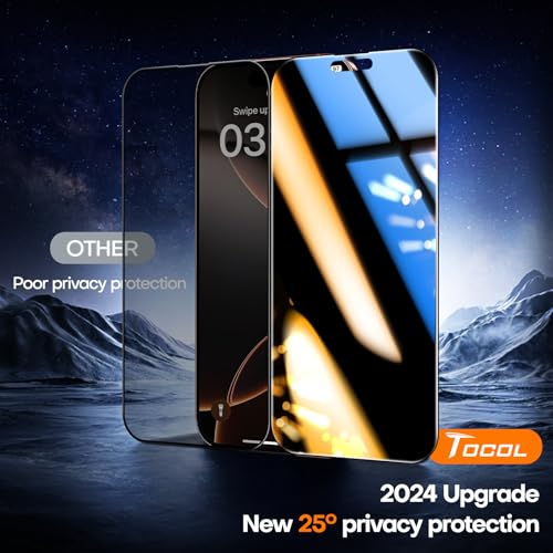 TOCOL for iPhone 16 Pro Max Privacy Screen Protector - color: Privacy
