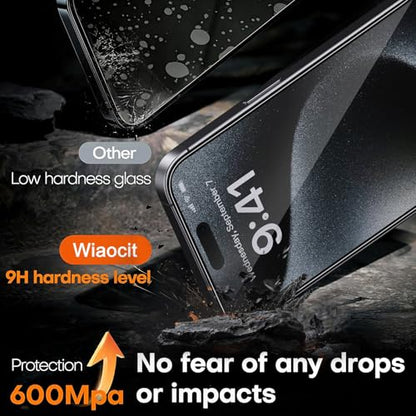 Wiaocit Tempered Glass Privacy Screen Protector for iPhone 15 Pro Max - size: iPhone 15 Pro Max-6.7 Inch