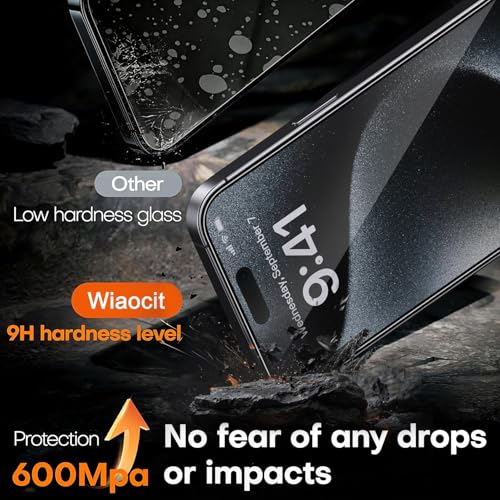 Wiaocit Tempered Glass Privacy Screen Protector for iPhone 15 Pro Max - size: iPhone 15 Pro Max-6.7 Inch