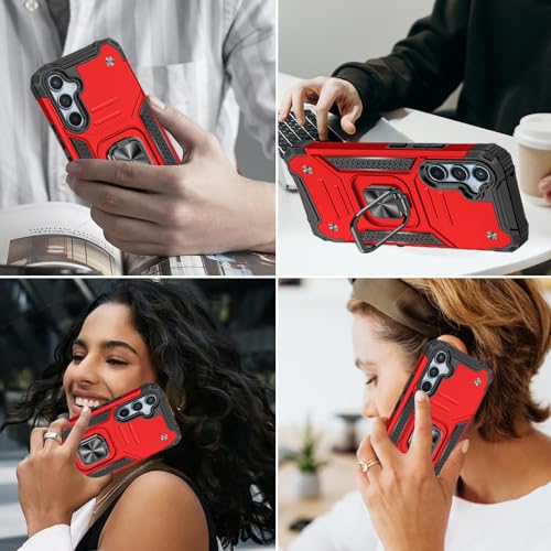 for Samsung S23 FE Case: S23 FE Case with Screen Protector: (Heavy Duty) Military Grade 360° Rotatable Kickstand Shockproof Protective Cases for Samsung Galaxy S23 FE (Red) - color: Samsung S23 FE Case Red