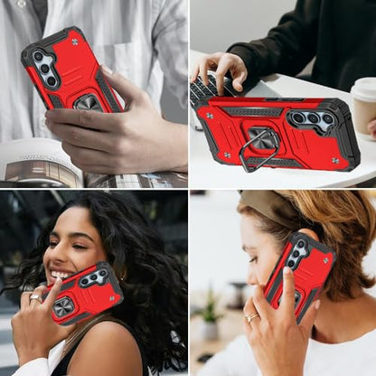 for Samsung S23 FE Case: S23 FE Case with Screen Protector: (Heavy Duty) Military Grade 360° Rotatable Kickstand Shockproof Protective Cases for Samsung Galaxy S23 FE (Red) - color: Samsung S23 FE Case Red