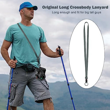 Dual-use Adjustable Lanyard End-to-end Connection Lanyard Anti-lost Neck Strap Holder for Keys Wallet Camera - color: Steel Gray Lanyard, size: Long Crossbody Lanyard - Cotton