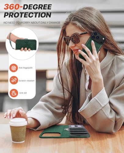 OCASE for iPhone 17 Pro Max Detachable Wallet Case with Card Holder, 2 in 1 PU Leather Flip Folio with RFID Blocking Stand Wrist Strap Shockproof Phone Cover 6.9 Inch 2025, Blackish Green - color: Blackish Green, size: iPhone 17 Pro Max