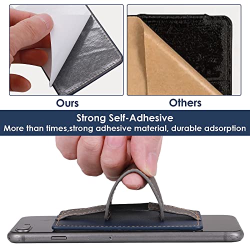 Cobee Cell Phone Card Holder Pouch, Self-Adhesive Phone Kickstand with Elastic Band Stick on Wallet Card Holder for Back of Phone Case Leather ID Card Holder Sleeve Pouch Credit Card Grip Holder(Blue)