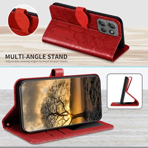 Case for Moto G Play 5G 2025 / Moto G Power 5G 2025 Protective Flip Wallet Case Folio Book PU Leather Phone Case with Card Holder Lanyard Magnetic Closure -Red - color: Red, size: Moto G Play 5G 2025 / Moto G Power 5G 2025