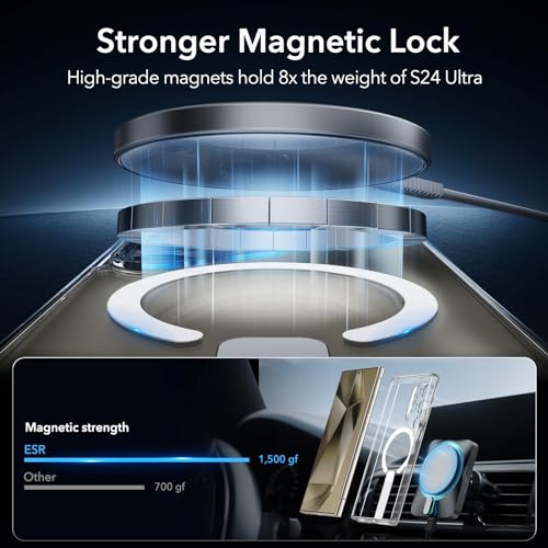 ESR for Samsung Galaxy S24 Ultra Magsafe Case with Kickstand, Wireless Charging Compatible with Magnetic, 3 Stand Modes, Military-Grade Protection, Shockproof Case Slim Fit for S24 Ultra, Clear - color: Magsafe Boost-Clear