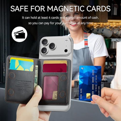 Defencase for Magsafe Wallet Magnetic Card Holder RFID Blocking, R-Black - color: Retro Black
