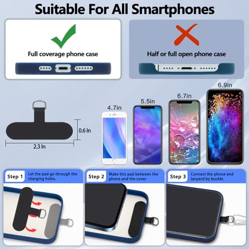 Cell Phone Lanyard, 2 Phone Crossbody Lanyard, 2 Wrist Phone Strap and 6 Connectors Compatible with Most Phones - color: Black Black