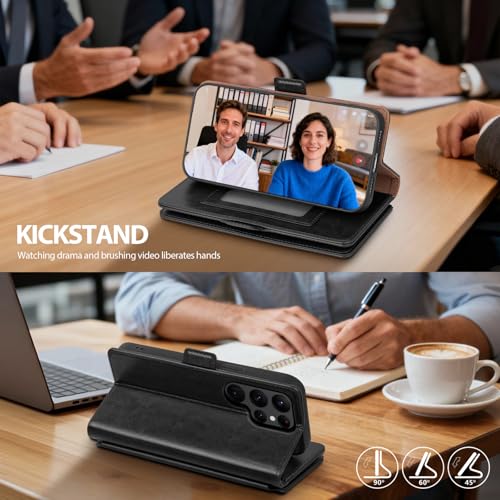 Compatible with Samsung Galaxy S22 Ultra Case Wallet with Card Holder Women Men,RFID Blocking PU Leather Phone Case Flip Shockproof Protector Cover Credit Card Slot Kickstand,Black - color: Black, size: Samsung Galaxy S22 Ultra