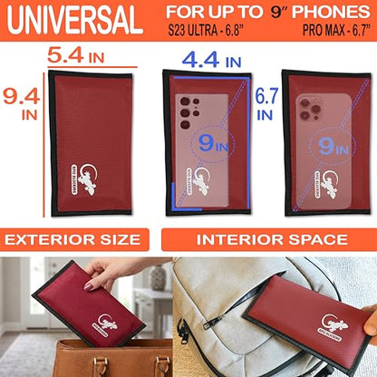 Gecko Travel Tech Faraday Bag Anti-Tracking GPS RFID Car Key Signal Blocker Wallet Shielding Pouch Protective Case for Cell Phone Car Key FOB, Data Privacy, Electronic Device Security (RED - NYLON) - color: RED - NYLON