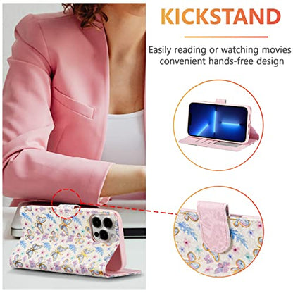 UEEBAI Wallet Case for iPhone 12 Pro Max 6.7 inch, PU Leather Phone Case Kickstand RFID Blocking Flip Case Card Slot Wrist Strap Relief Engraved Pattern Magnetic Closure Flower Folio Case, Butterfly - color: Butterfly, size: iPhone 12 Pro Max 6.7 inch