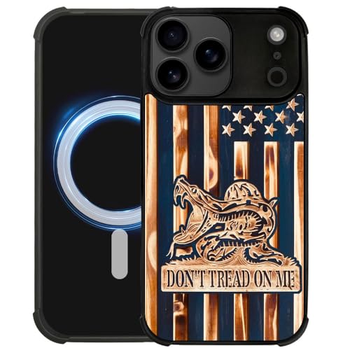 case for iPhone 17 Pro Max,Compatible with Magsafe,All-Round Protection Shockproof Anti-Scratches TPU Case Cover-Dont Tread On Me Wood Grain American Flag - color: Dont tread on me Wood grain American flag, size: IPhone 17 Pro Max