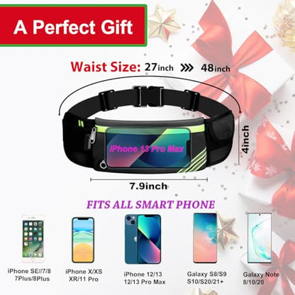 AIKENDO Slim Running Belt Fanny Pack Phone Holder Money Belt Women and Men - color: Black