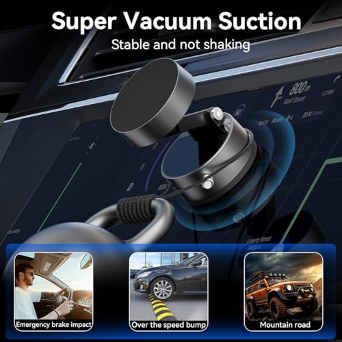 XO Simple is Beauty Upgrated Vacuum Suction Magnetic Phone Holder, Retractable Strong Suction Cup Magnetic Hands-Free Car Cellphone Mount Foldable Car Phone Stand for Car/Mirror/Gym(Not Charge Phone) - color: Space grey