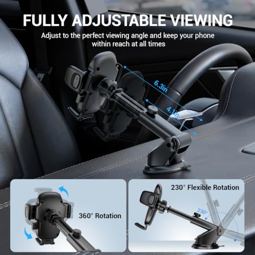 Fourpillars 2026 Upgraded Car Phone Holder Mount Strongest Suction & Clamp