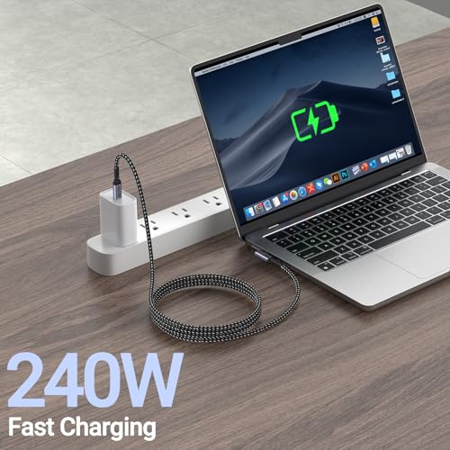 Long USB C to USB C Cable 6.6FT 2 Packs, 240W USB 4 Right Angle - size: 240w - 6ft, 6ft