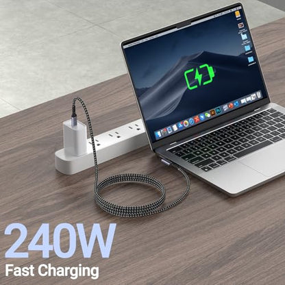 Long USB C to USB C Cable 6.6FT 2 Packs, 240W USB 4 Right Angle - size: 240w - 6ft, 6ft
