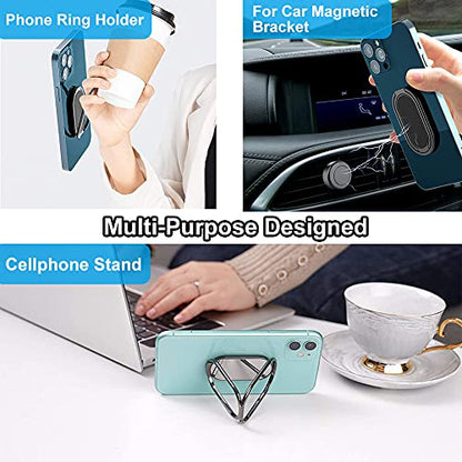 Cell Phone Ring Holder Finger Kickstand, CLZWiiN Foldable 360° Rotation Cellphone Stand for Desk, Office Desktop, Magnetic Car Mount, Metal Multi-Angle for Phone Back Grip (Gun Black) - color: Gun Black
