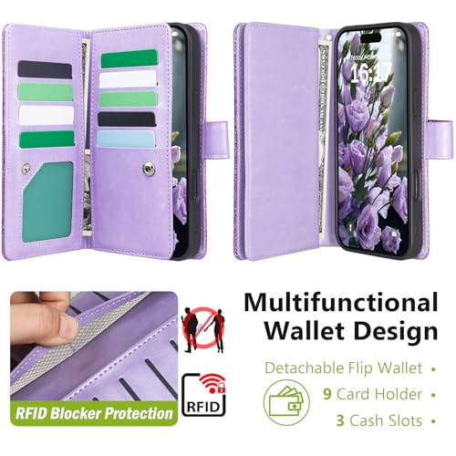 Varikke for iPhone 16 Pro - Case Wallet Magnetic Detachable, Light Purple - color: (Standard) Light Purple, size: iPhone 16 Pro 6.3"