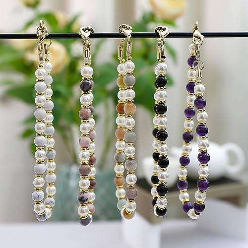 Phone Charm with Beaded Marble, Phone Chain Wrist Strap for Women Compatible with iPhone 14/13/12/11(White) - color: Pearl_white