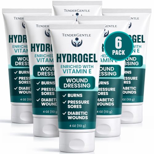 Hydrogel Wound Dressing Ointment - 6 Pack of 4 oz Amorphous Hydrogel for Wound Care, Burns, Diabetic Ulcers - Enriched with Vitamin E - First Aid Gel for Medical Facilities and Nursing Homes - size: 4 Ounce (Pack of 6)