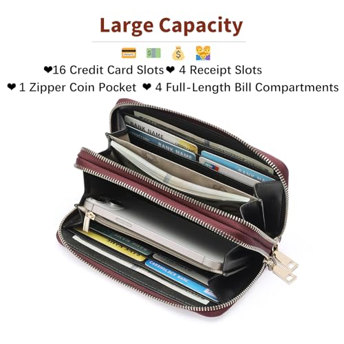 GOIACII Women's Wallet RFID Blocking Leather Wristlet - color: A03 Purple