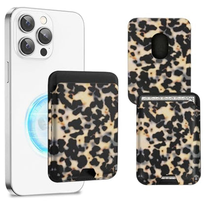 Compatible with Magsafe Wallet Magnetic Card Holder, (Tortoise Shell) - color: Tortoise Shell