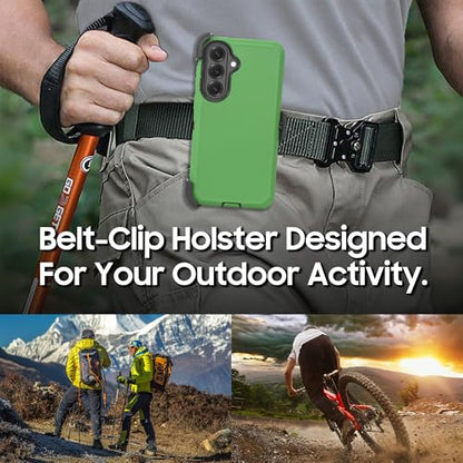 Compatible for Samsung S26 Rugged Case with Belt Clip Holster & Built-in Screen Protector, Heavy-Duty Full-Body Shockproof Cover, Military-Grade Protective Phone Case (Green) - color: Green