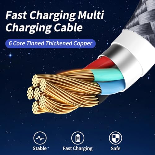 100W USB C Multi Charging Cable, 3 in 1, 5FT, 1Pack - color: USB C-Grey 100W-1Pack