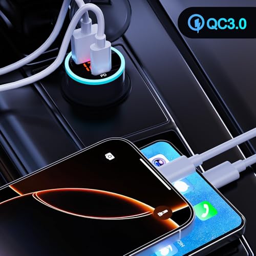 BlueFire USB C Car Charger Socket, 20W PD & QC3.0 with Voltmeter