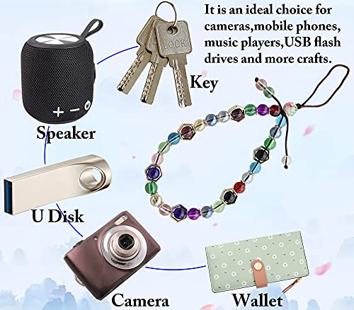Cell Phone Lanyard Strap Bling Crystal Beads Hand Wrist Lanyard - color: 17cm Multicolor