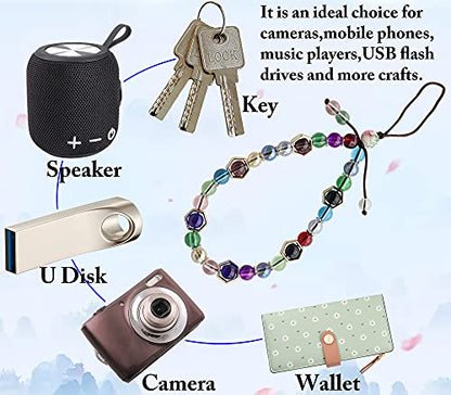 Cell Phone Lanyard Strap Bling Crystal Beads Hand Wrist Lanyard - color: 17cm Multicolor