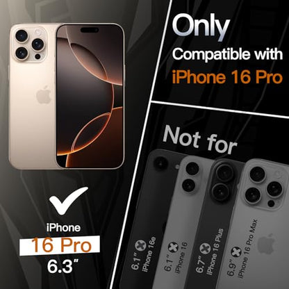 JETech Slim Case for iPhone 16 Pro, Desert Titanium | Camera Lens Protection, Soft TPU Design, Matte Finish, Shockproof Protection - color: Desert Titanium, size: iPhone 16 Pro