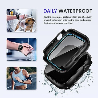 Goton Privacy Waterproof Case for Apple Watch 45mm Series 9/8/7 - color: Matte Black, size: 45mm
