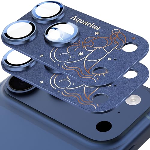 2 Pack Camera Lens Protector for iPhone 17 Pro,Aquarius Pattern, AR 360-Degree Protection,Drop Protection,Anti Scratch Full-Coverage,Camera Transmfttance HD,Easy Installation,Dark Blue - color: Dark Blue/Aquarius, size: for iPhone 17 Pro