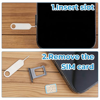 Qianyu 17 PCS SIM Card Removal Tool Set, Stainless Steel Phone Tray Opener Pin SIM Card Pin Universal SD Cards Tray Watchchain Link Remover Compatible with Smartphones Tablets