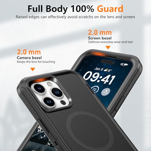 TUTUKII Magnetic for iPhone 14 Pro Max Case with Belt Clip Holster (Black) | MagSafe Compatible, Heavy-Duty Military-Grade Drop Protection, 3-Layer Rugged Shockproof Protective Cover 6.7-Inch - size: iPhone 14 Pro Max 6.7"