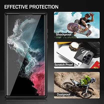 Compatible with Samsung Galaxy S22 Ultra Case, Built in Screen Protector Full Body Shockproof Slim Fit Bumper Protective Phone Cover for Samsung S22 Ultra 5G-Black/Clear - size: Samsung S22 Ultra
