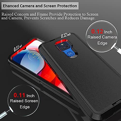 TENCO Compatible with Moto G Play 2021 Case with Screen Protectors Heavy Duty Rugged Shockproof Full Body Protection Kickstand Case with Belt Clip Holster Black Motorola Moto G Play 2021 6.5in