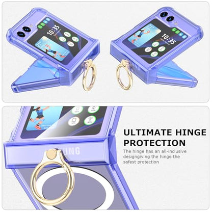 Case for Samsung Galaxy Z Flip 6 Case with Ring Shockproof Kickstand Hinge Protection Compatible with Magsafe Phone Cover for Samsung Galaxy Z Flip 6 5G(Violet) - color: Violet