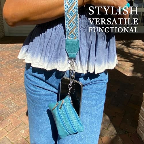 Save the Girls Clip & Go Phone Lanyard with Wallet Pouch, Peacock Blue - color: Peacock Blue