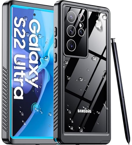 Designed for Samsung Galaxy S22 Ultra Case,Waterproof Built-in Lens & Screen Protector [Full Body Shockproof][Military Drop Proof][IP68 Underwater] Phone Case for S22 Ultra 5G-Blue (2022) - color: LightBlue/Clear, size: Samsung Galaxy S22 Ultra 6.8"