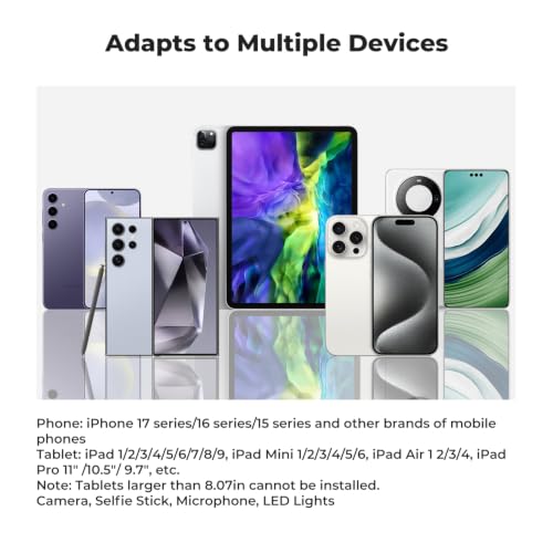 K&F CONCEPT Tablet and Cellphone Tripod Mount Adapter Holder - style: Adjustable Clamp