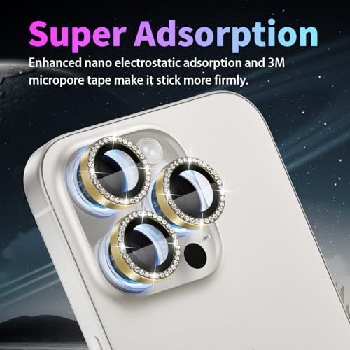 Camera Lens Protector for iPhone 16 Pro/16 Pro Max, Diamond Gold - color: Diamond Gold